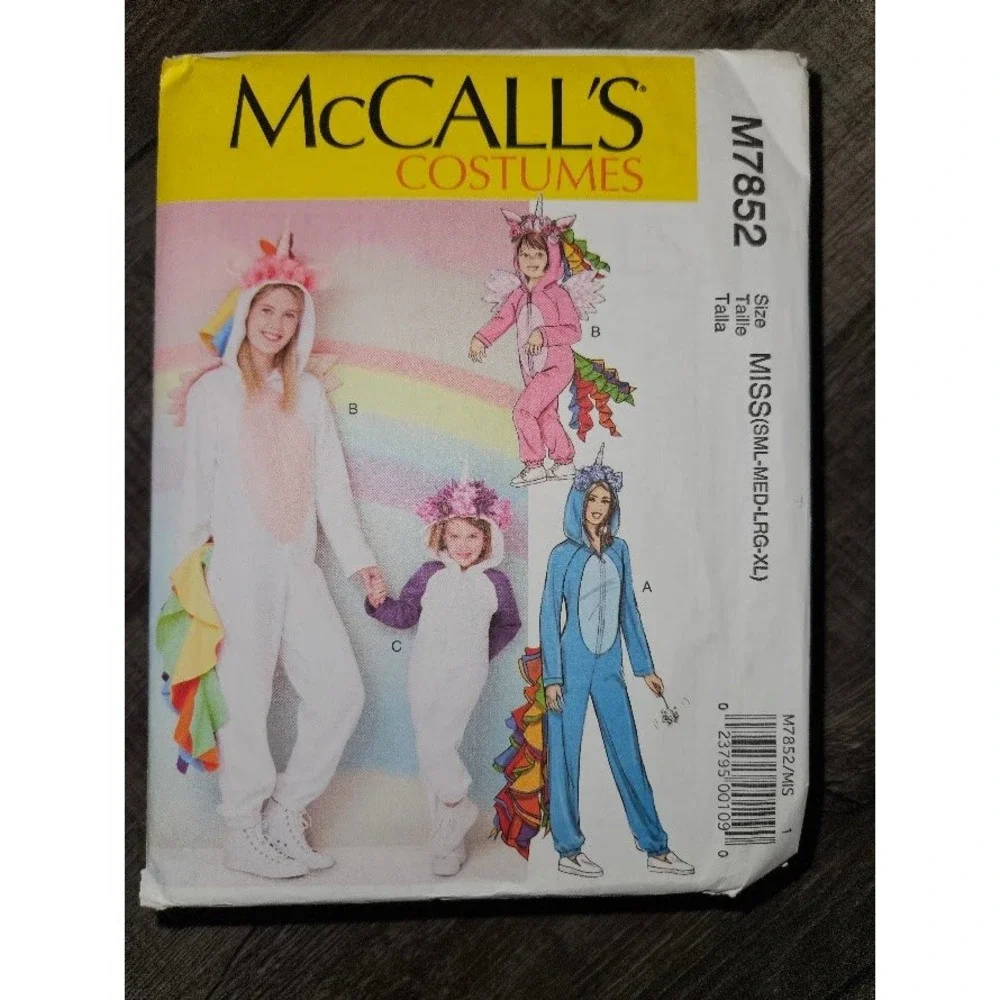 McCalls M7852 Animal Costume Sewing Pattern Unicorn Dinosaur Dragon Uncut S-XL